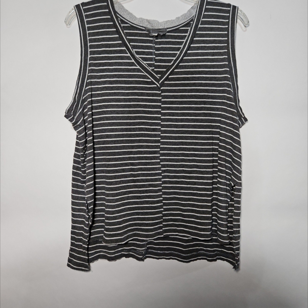 Anthropologie Striped Grays Flowy Tank Top (L)
